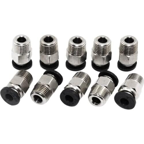 Pc4-M10 Male Straight Pneumatic Pefe Tube Push For E3D-V6 Fitting Connector Bowden Extruder 3D Printer (Pack Of 10Pcs)