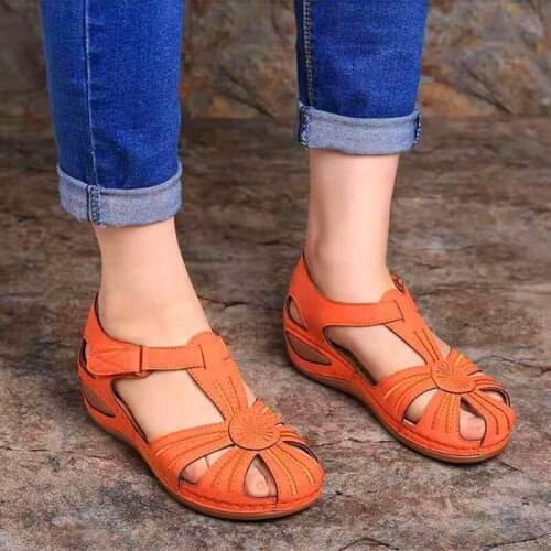 Buckle solid summer sandals women shoes classic wedge outdoor casual shoes woman sandals plus size female shoe high quality