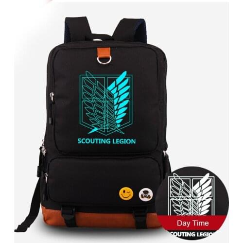 Attack on Titan Backpack Luminous Men Women Canvas Backpack Shingeki no Kyojin Schoolbag Computer Laptop Mochila