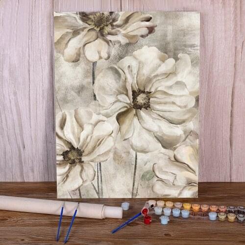 Flower Pink Grey Floral Nordic DIY Painting By Numbers Complete Kit Oil Paints 50*70 Boards By Numbers Handmade Drawing