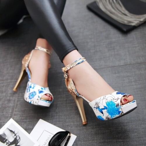 Big Size 11 12 13 14 15 16 high heels sandals women shoes woman summer ladies open-toed buckles The fishs mouth sandals