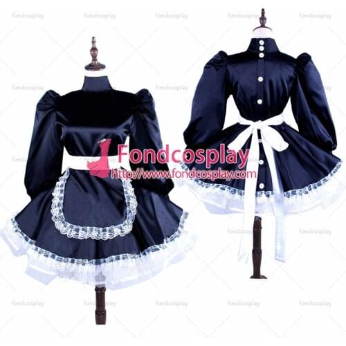 Satin sissy maid dress with buttons uniform Tailor-made [G1560]