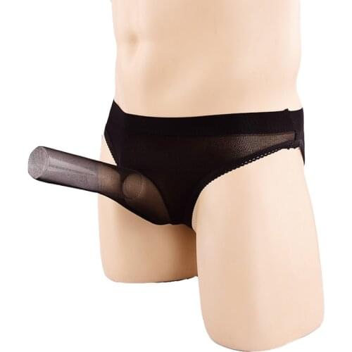 Sexy Mnes Sissy Transformation Male Sheer Stockings Knickers with Crotch Sheath Erotic Underpants Underwear Lingerie