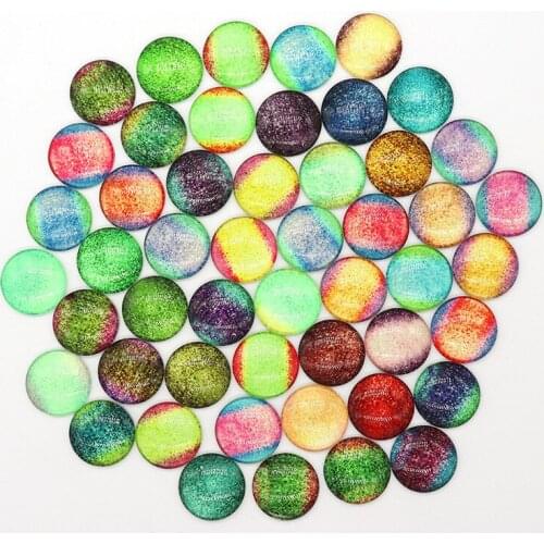 Mixed Mosaic Tiles Package Luminous Fluorescen Stepping Stone Glass Half Cabochons Round Craft Glass Marbless for Jewelry Making