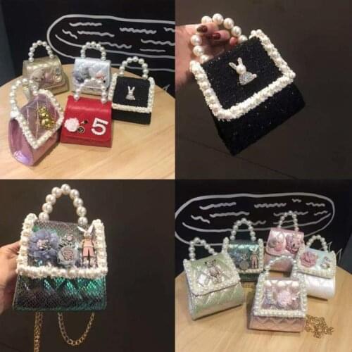 New Fashion Coin Purse Girls Luxury Handbags Women Bag Designer Cotton Decoration Pearl Crossbody Bag Mini Children
