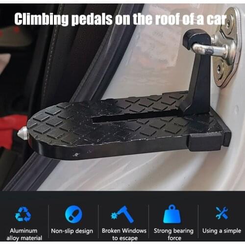 Universal Foldable Auxiliary Pedal Roof Foldable Car Vehicle Folding Step Ladder Metal Foot Pegs Easy Access Car Accessories