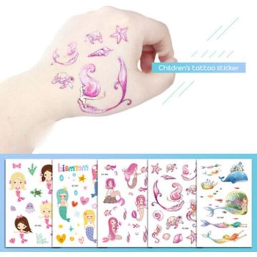 1PC Mermaid Princess Waterproof Temporary Tattoo Stickers Girls Fake Tattoo Flash Body Art Tatoo Christmas Gift for Children