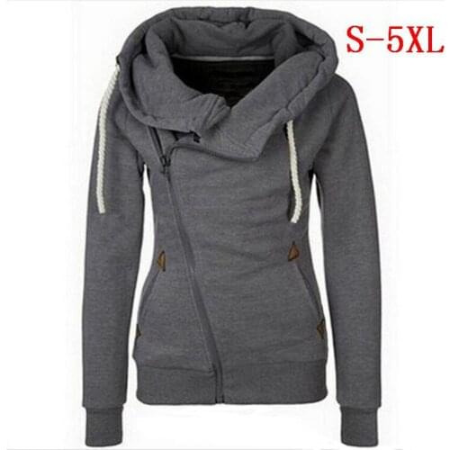 New Spring autumn and winter 2020 European American womens personality jersey wool Side zipper female hooded fleece jacket