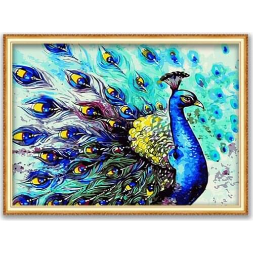 Animal Peacock DIY 11CT Cross Stitch Embroidery Kits Craft Needlework Set Printed Canvas Cotton Thread Home Decoration Hot Sell