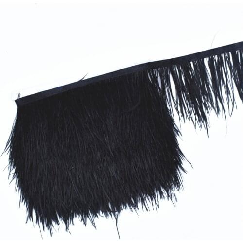 1Meters Ostrich Feathers Trim Width 8-10cm Black Feathers for Crafts Ostrich Feather Fringe Trim Ribbon Plumas Plume Decoration