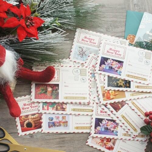 10pcs Mail You A Happy Christmas Style Card As Scrapbooking Party Invitation DIY Decoration Gift Card Message Card Postcard