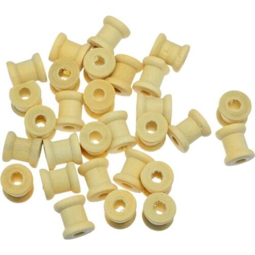 100Pcs Natural Cylinder Wooden Spools Cylinder Craft Wooden Spools Of Thread Floss 14mm x12.6mm For DIY Tool Accessories