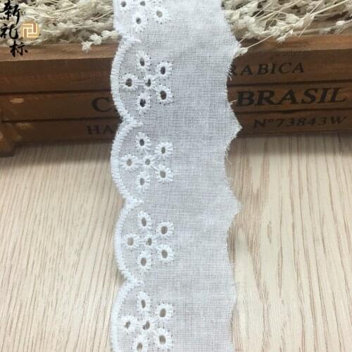 15 Yards Width 4cm Pure White Cotton Embroidery Lace Trim Crafts Sewing Water Soluble Hollow Lace Fabric DIY Garment Decoration