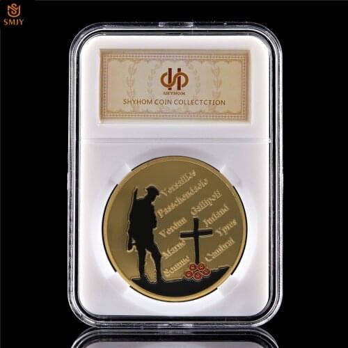 WW1 The Great War Anniversary Collectible Coins Original Euro Gold Military Challenge Token Souvenir Coin For Home Gift W/Holder