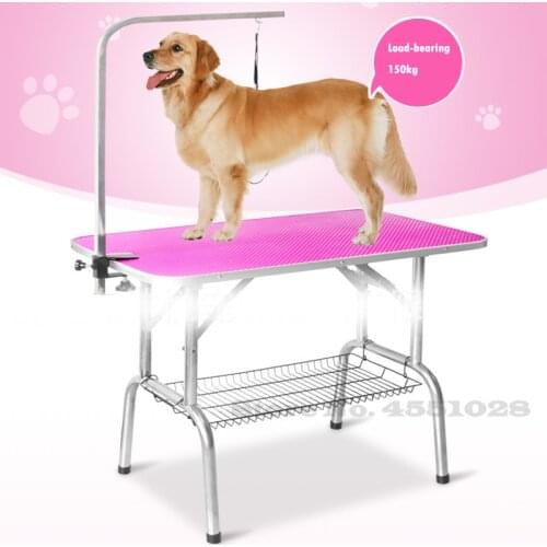 30% LK668 Foldable Stainless Steel Pet Grooming Table for Small Pet Portable Operating Table Rubber Surface Bath Desk 150kg