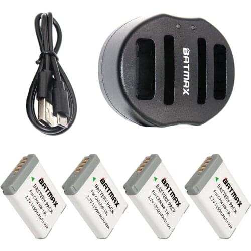 4PC NB-13L NB 13L Camera Battery +USB Dual Charger for Canon PowerShot G1 X Mark III G5 X G5X G7 X Mark II G7X G9 X G9X SX720 HS
