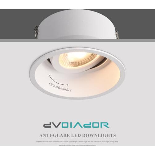 Dimmable LED Spot light 15W 12W Anti-Glare led downlight Angle Adjustable Indoor ceiling lamp Bedroom Kitchen led Recessed light