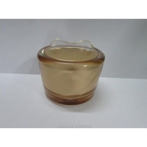 50G 30G Acrylic Cream Jar Bowknot Lid Cosmetic Cream Lotion Pot Plastic Bottle Pearl White Gold Packaging Container 10pcs/lot