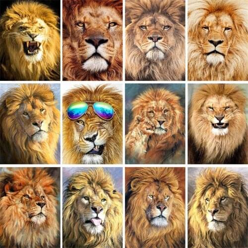 5D Full Diamond Embroidery Lion Mosaic Cross Stitch DIY Diamond Painting Rhinestone Wild Animal Home Decor Art Handicraft Hobby