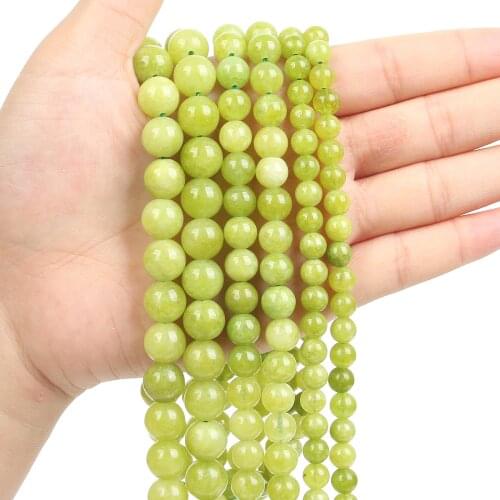 6/8/10mm Natural Stone Olive Crystal Round Beads Loose Spacer Bead For Jewelry Making DIY Accessories