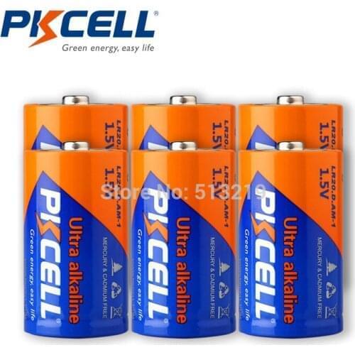 6 x AM-1 LR20 MN1300 R20 R20P Alkaline D Battery For Flashlights Toys,Loudspeaker,Gas Cooker,Mircophone,Water Heater