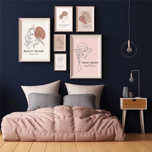 Nordic Abstract Lady Line Art Picture Boho Style Minimalist Figure Wall Art Posters and Prints Modern Living Room Home Decor