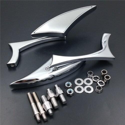 Chrome /Black Motorcycle 8mm 10mm Spear Blade Mini Rearview Mirrors For Harley Softail Sportster Street Glide Fat Boy