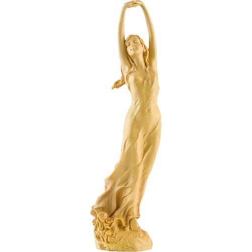 Boxwood-estatua de personaje de Hada de la decoración, 23CM, tallado, belleza, moderna, China, hogar, sala de estar, regalo de d