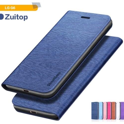 Wood grain PU Leather Phone Case For LG G6 Flip Book Case For LG G6 Business Wallet Case Soft Silicone Back Cover