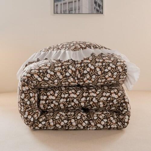 Home Textiles Rustic Pretty Vintage Cozy Ruffle Quilt Washed Cotton Thick Comforter Soft Bedclothes Queen Best Gift 150x200cm