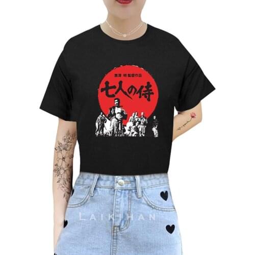 Japanese Anime Women Summer Short Sleeve Seven Samurai Fashion Print Lady T-shirts Top T Shirt Ladies Womens Female Tee T-Shirt