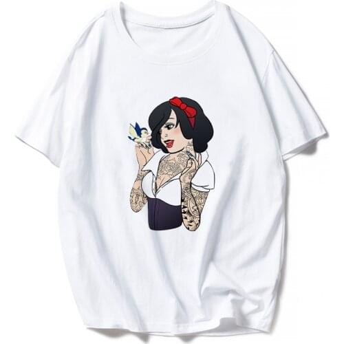 Snow White Womens T-Shirts Disney Fans Aesthetic Clothes Autumn Lining Vogue Short Sleeve Spain Ropa Mujer Harajuku Urban Tee