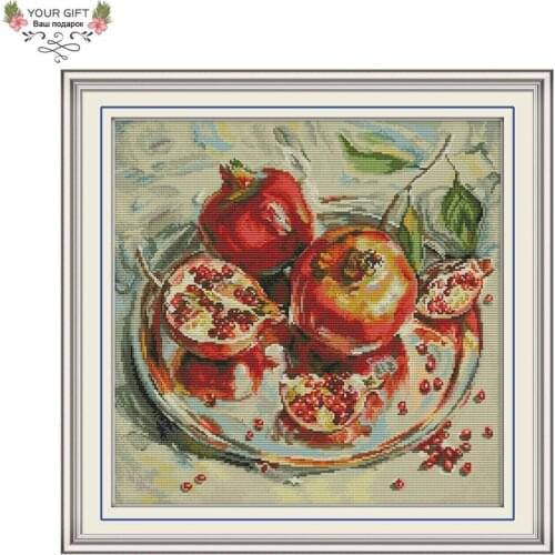 Joy Sunday Pomegranate Home Decor J394 14CT 11CT Counted Stamped Fruit Needlework Needlepoint Embroidery DIY Cross Stitch kit