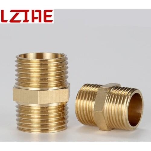 Brass Pipe Hex Nipple Fitting Quick Coupler Adapter 1/8 1/4 3/8 1/2 3/4 1 BSP Male to Male Thread Water Oil Gas Connector