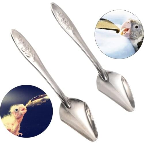 Legendog 2PCS Bird Feeder Spoons Stainless Steel Parrot Feeding Spoon Bird Feeding Scoop Milk Liquid Feeding Spoon