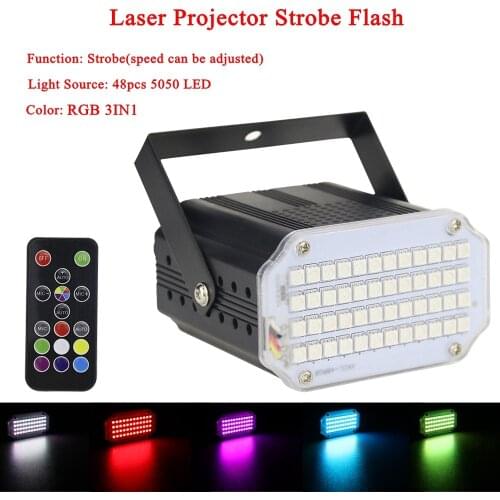 Mini Home Stage Lighting Effect 48Pcs LED DJ Disco Sound Activated Laser Projector Strobe Flash RGB DJ Disco Music Party Light