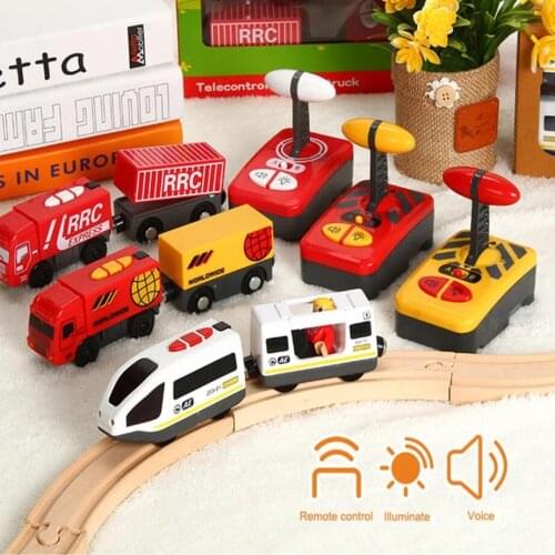 Remote Control RC Train Set Small Wooden Train Toy Accessories Compatible With Wooden Track Set Railway
