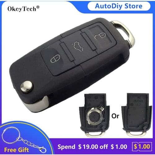 Okeytech 3 Buttons Remote Car Key Shell Fob For Volkswagen VW MK4 Bora Golf 4 5 6 Passat Polo Bora Touran With Replacement Pin