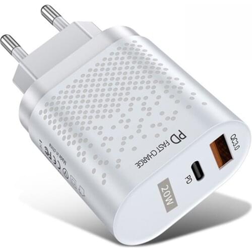 PD 20W Type-C USB Charger QC3.0 Fast Charging Wall Charger Adapter EU US UK For Samsung Xiaomi IPhone 12 USB-C Charging Adapter