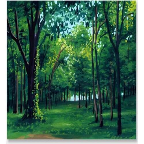 Custom photo Fresh green hand painted forest landscape wallpapers background wall beautiful scenery wallpapers