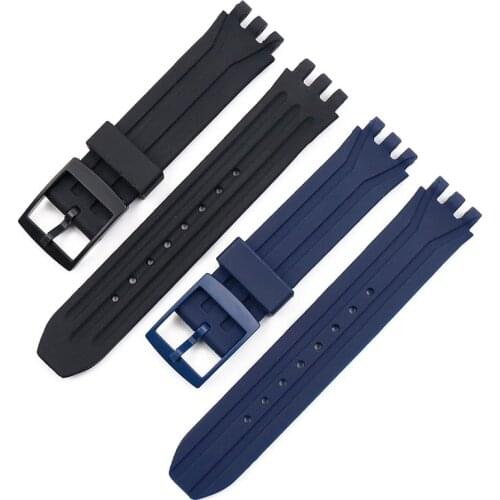 Silicone strap mens pin buckle watch accessories for Swatch SUIK400 SUIB400 national hero series rubber strap female bracelet