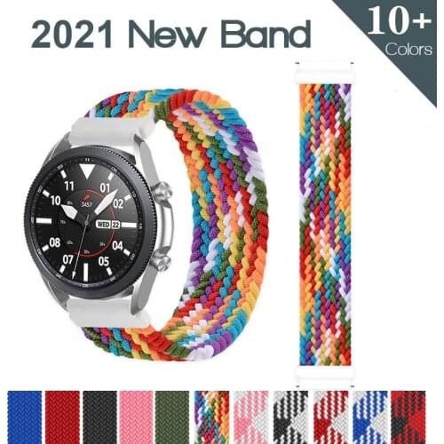 22mm 20mm Braided Solo Loop Band for Samsung Galaxy watch 3 46mm 42mm active 2 Gear S3 bracelet Huawei watch GT/2/2e/Pro strap