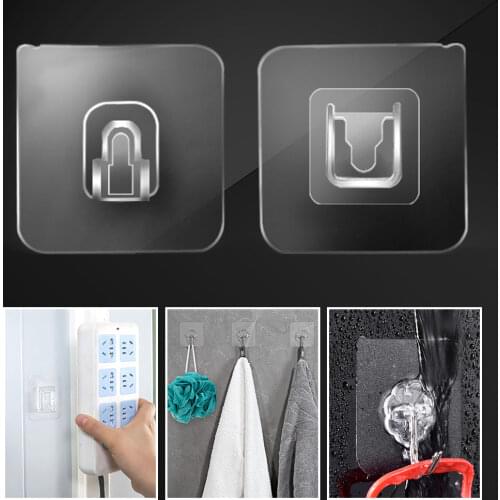 20pcs Self Door Load Rack Sucker Seamless Adhesive Sticky Hooks Transparent Heavy Duty Strong Suction Wall Hangers for Kitchen