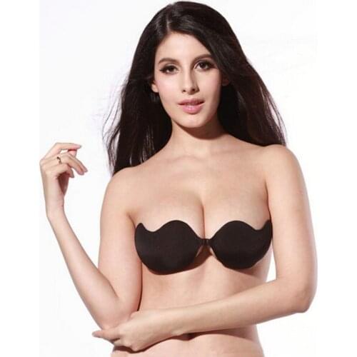 Silicone Solid Sexy Push-Up Strapless Front Closure Bras Lingerie Bra Tracksuit Self Adhesive Silicone Bras Brassiere