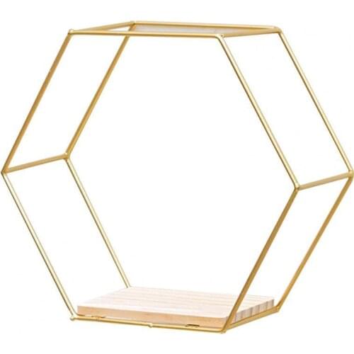 Nordic Hexagonal Iron Stand Small Pot Wall Holder Home Shelf Storage Holder Metal Decorative Photo Wall Rack