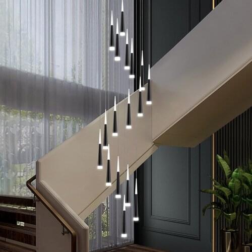 Stair chandelier led attic chandelier Nordic modern creative interior lighting single-family villa chandelierhouse