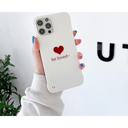 Ultra-thin Cute Heart-shaped Hard Matte PC Phone Case For iPhone 12 11 Pro SE XS Max XR X 8 7 Plus Luxury Rimless Frosted Cover