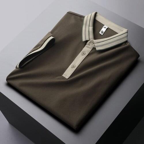 High-end luxury mercerized cotton Paul shirt ice silk breathable polo shirt short sleeve mens 2021 summer new lapel T-shirt