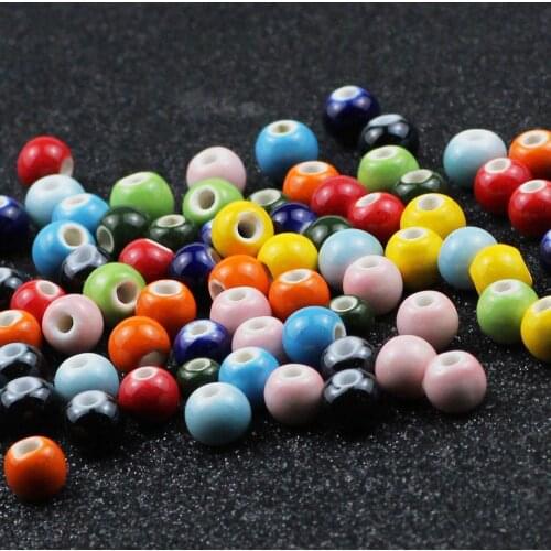 WLYeeS Candy color Ceramic Beads 6 to 12mm Glaze porcelain Round Ball Spacer Loose beads fit DIY Jewelry Bracelet earring Making