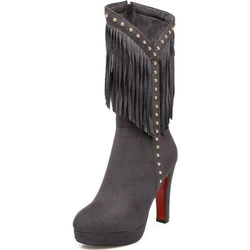 Big Size 9 10 11 12 boots women woman winter boots women women shoes botas Fringed pendant fringed with willow